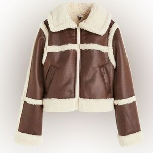 Teddy lined Faux Leather Jacket - S